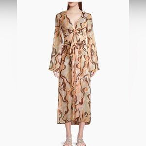 Cinq à Sept Canyon Swirl Talita Cover-Up, Natural Multi Color, Large, NWT